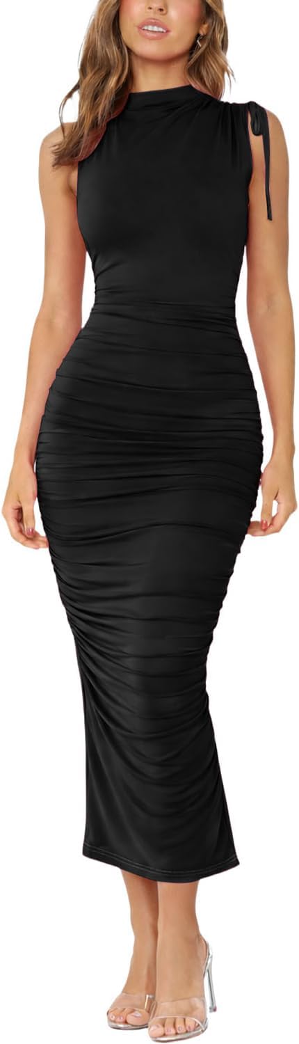 IHOT Mock-Neck Mesh-Back Midi
