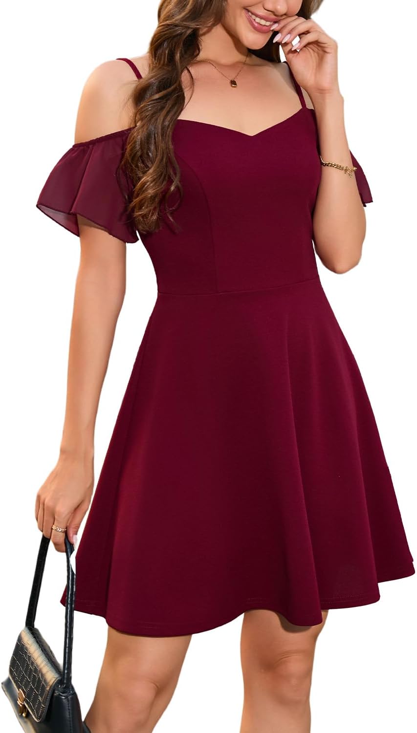 IHOT Chiffon-Sleeve Fit-and-Flare Dress