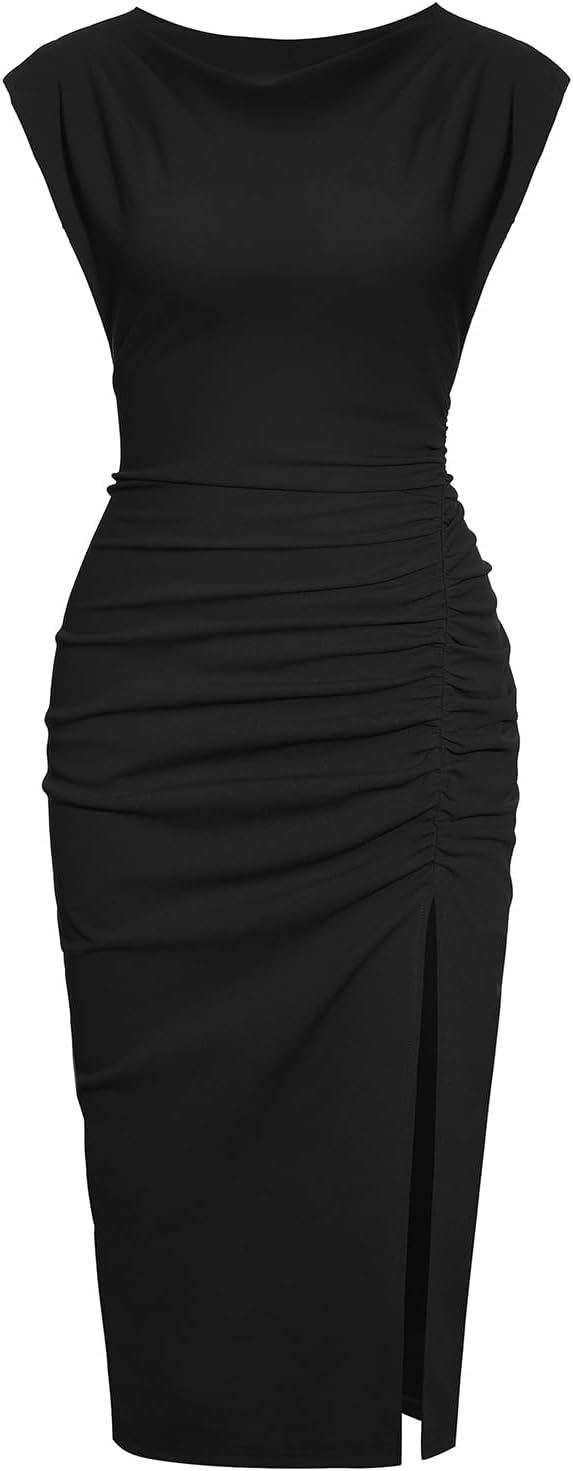 IHOT Mock-Neck Side-Slit Dress