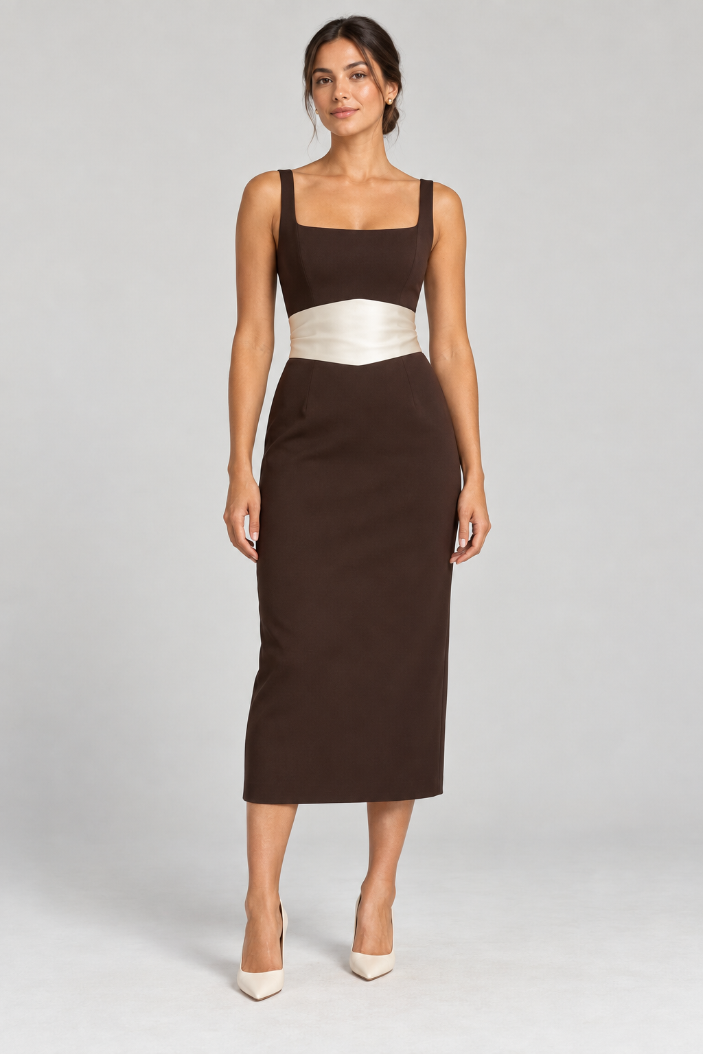 Simone Cummerbund Midi front view fashion concept